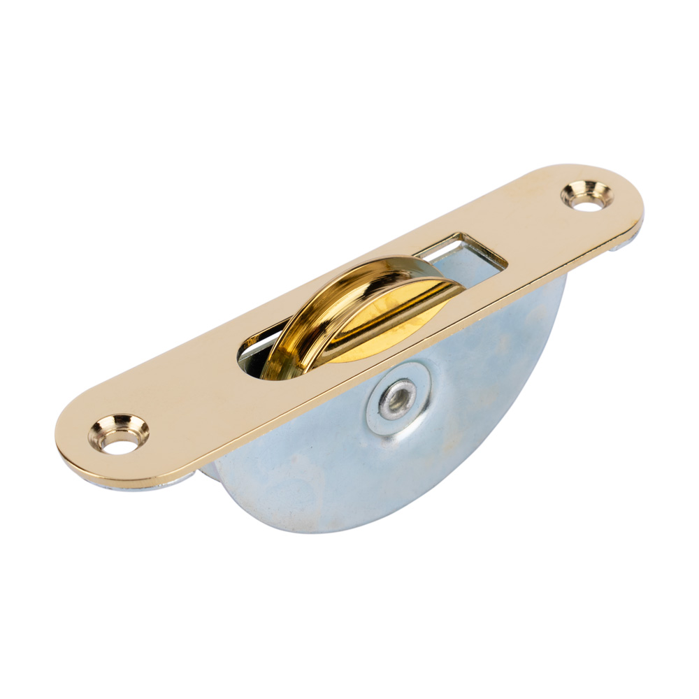 Radial Sash Pulley - 25mm x 116mm Plate (Radius Ends) - Polished Brass